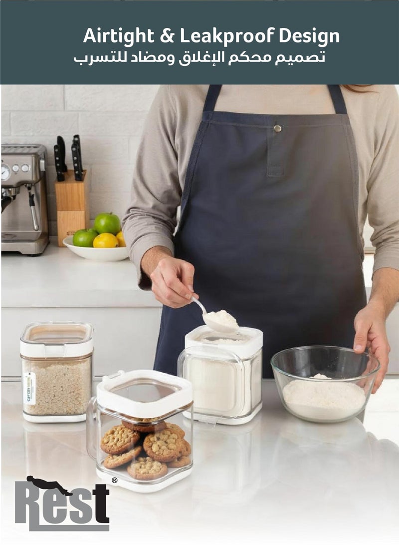 REST Glass Food Storage Jars Set of 3 Containers, High Glass Cookies Jars with sealed airtight Lid, Kitchen Canisters for Coffee, Flour, Sugar, Candy, Cookie, 10.5 x 12.5cm, 900ml (30oz) - Image 2
